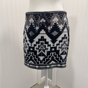 Geometric Black and White Sequin Skirt